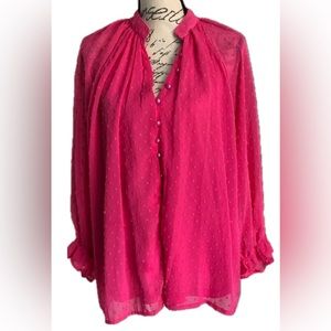 Swiss Dot Long Sleeve Blouse